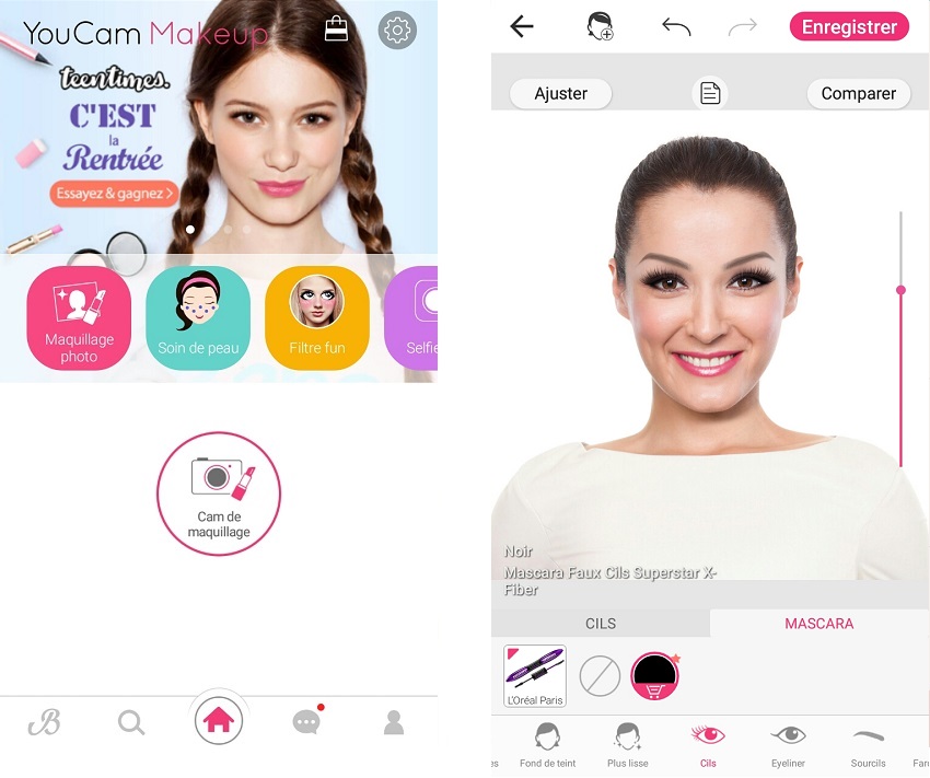 Capture d'écran de l'application YouCam Makeup